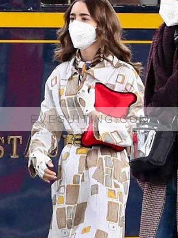 Emily Cooper Tv Series S02 Lily Collins Fleece Coat 