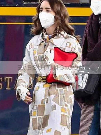 Emily Cooper Tv Series S02 Lily Collins Fleece Coat 