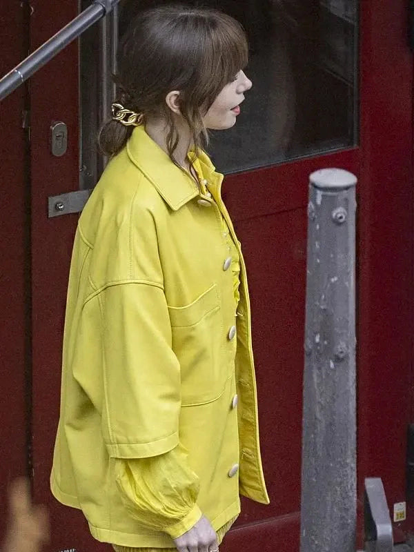 Emily Cooper Yellow Leather Jacket