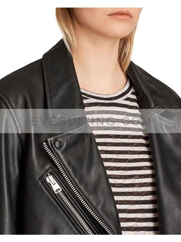 Emily In Paris Camille Razat Black Leather Jacket