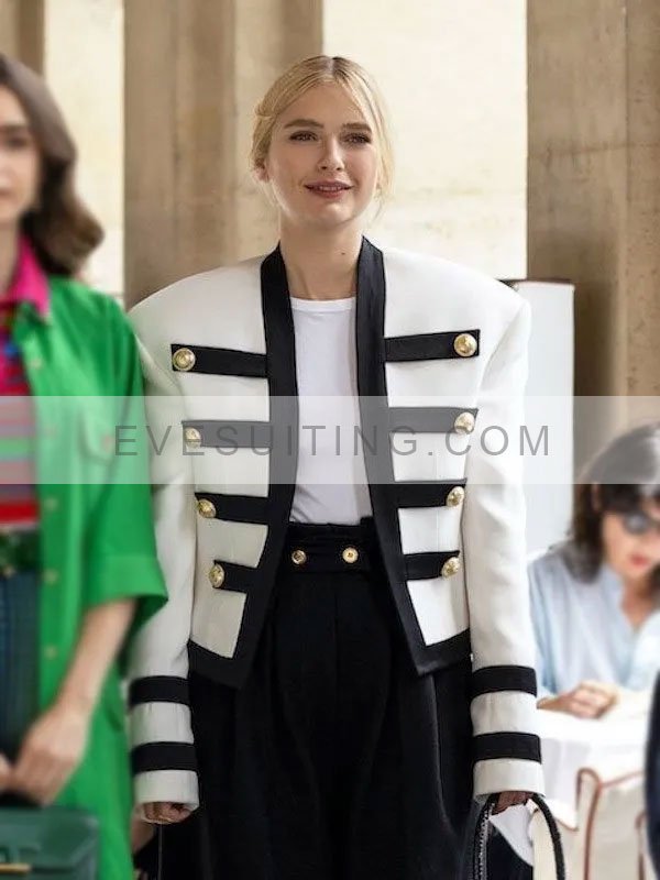 Emily In Paris Camille Razat White And Black Jacket