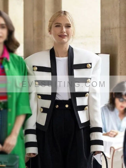Emily In Paris Camille Razat White And Black Jacket