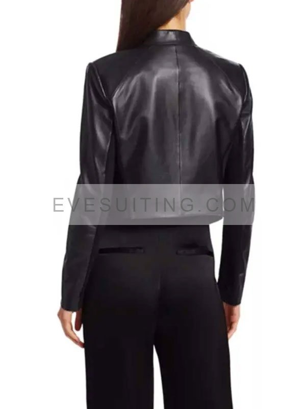 Emily In Paris Lily Collins Black Leather Jacket