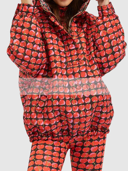 Emily In Paris Lily Collins Cherry Hooded Jacket