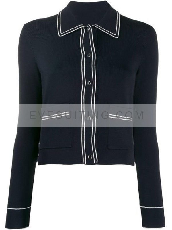 Emily In Paris S02 Lily Collins Blue Piped Jacket