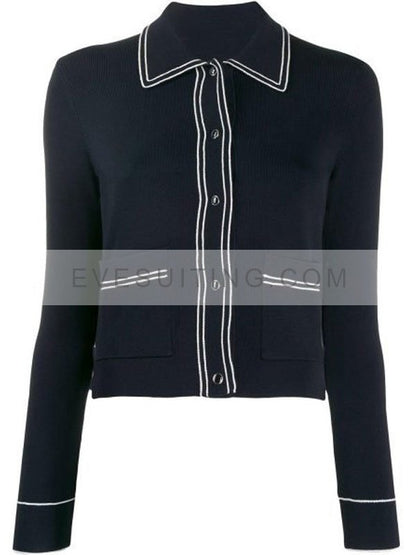 Emily In Paris S02 Lily Collins Blue Piped Jacket