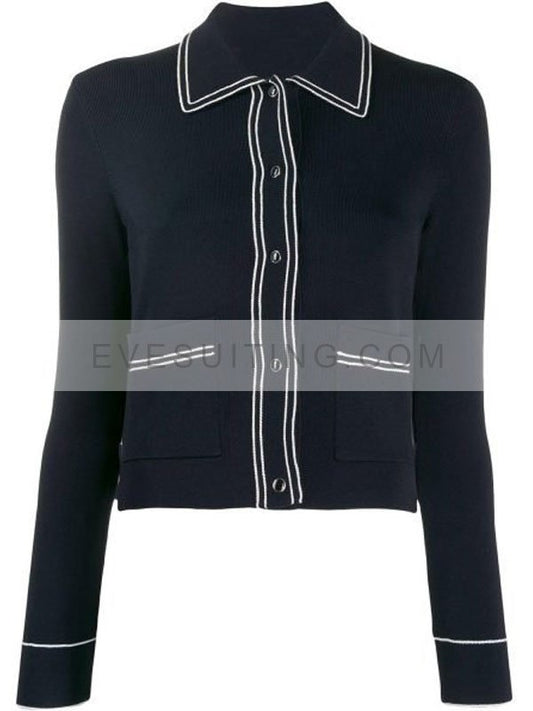Emily In Paris S02 Lily Collins Blue Piped Jacket