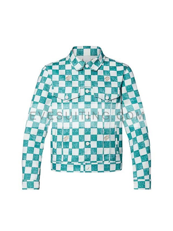 Emily In Paris S03 Julien White And Teal Print Jacket