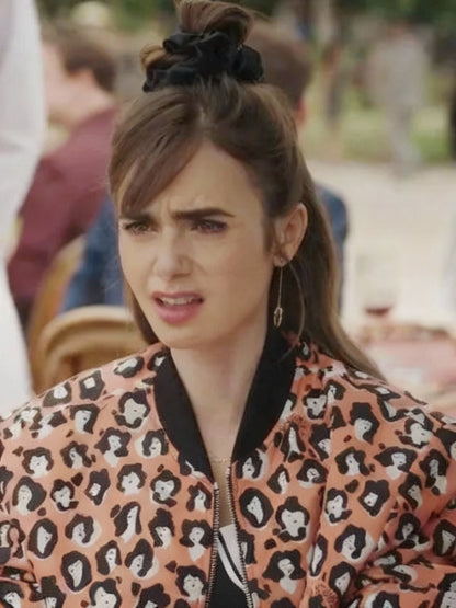 Emily In Paris Season 3 Lady Leopard Bomber Jacket
