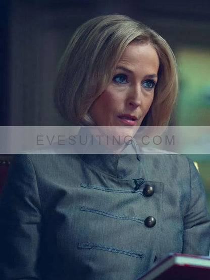 Emily Maitlis Movie Scoop 2024 Gillian Anderson Grey Jacket