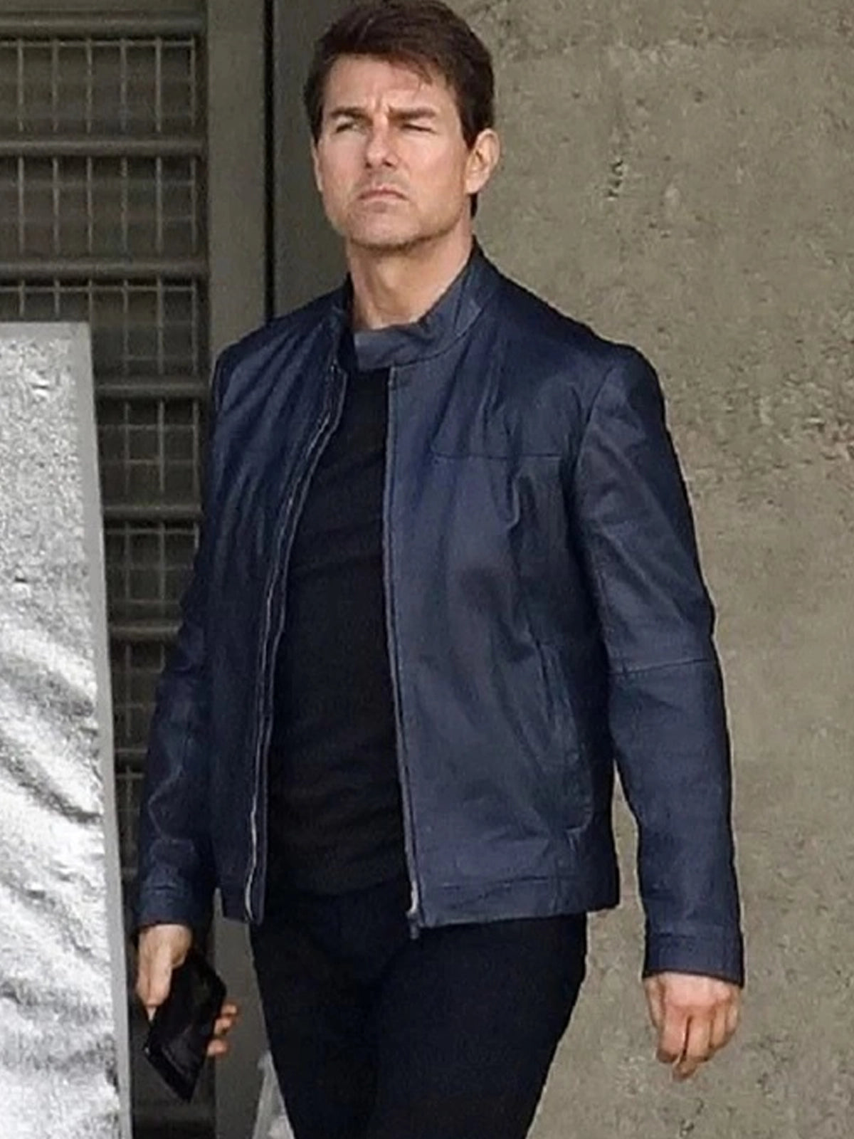 Ethan Hunt Mission Impossible Fallout Tom Cruise Blue Leather Jacket