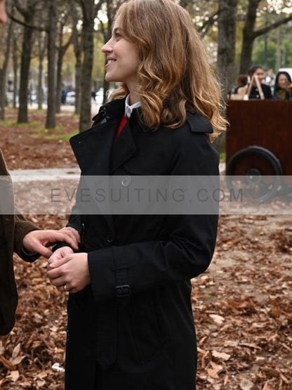 Fanny Movie Coup de Chance 2024 Lou de Laâge Trench Black Coat