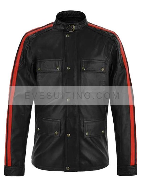 Fast And Furious 8 Vin Diesel Red Stripes Leather Jacket