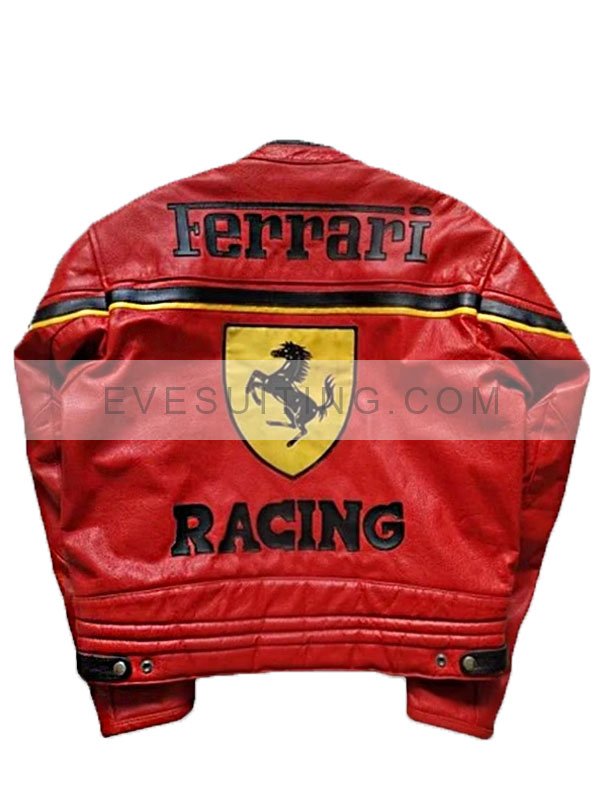 Ferrari F1 Racing Red Leather Vintage Jacket
