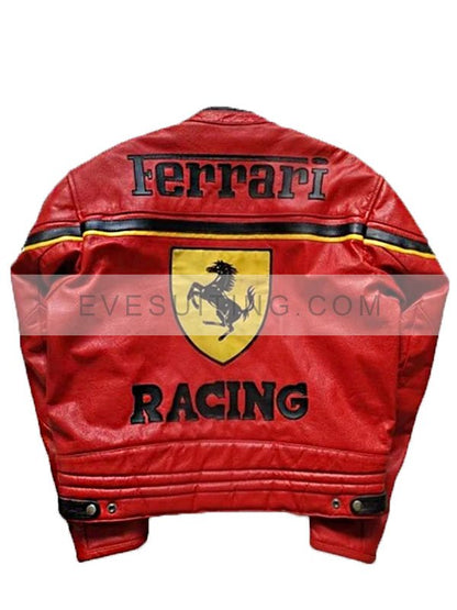 Ferrari F1 Racing Red Leather Vintage Jacket
