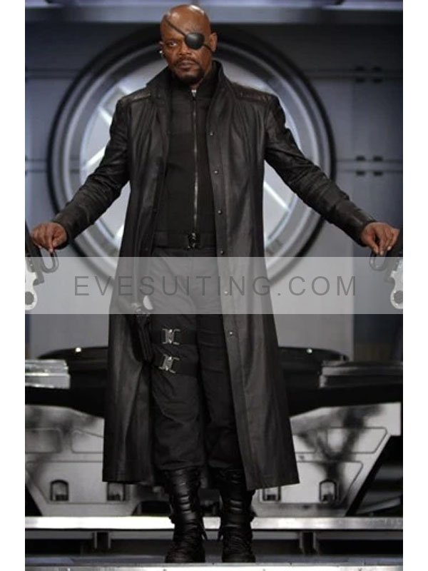 Film Avengers Age Of Ultron Nick Fury Black Leather Coat