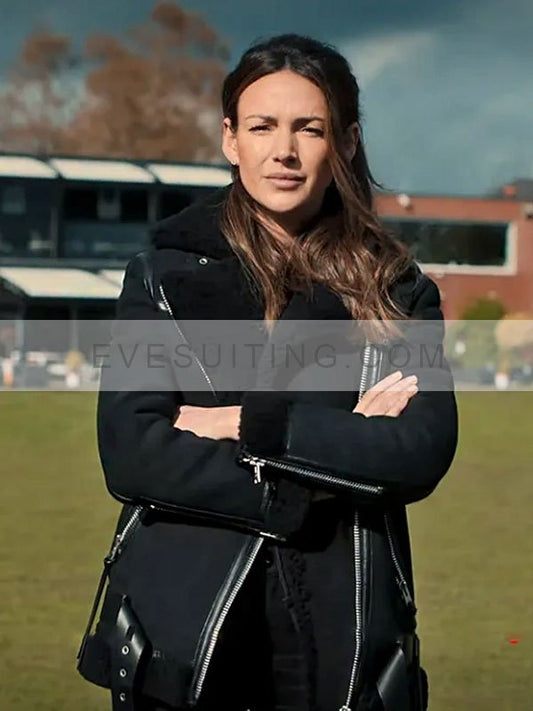 Fool Me Once 2024 Maya Stern Black Shearling Jacket