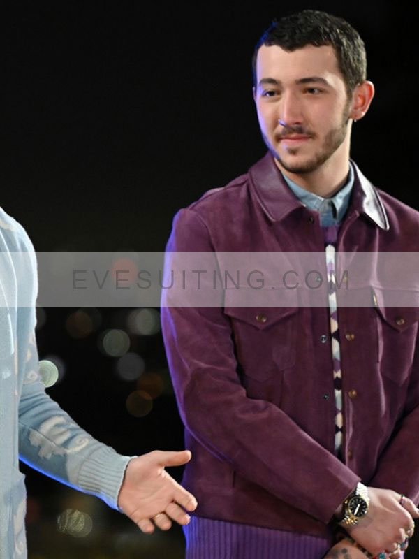 Frankie Jonas Tv Series Claim To Fame S01 Suede Leather Purple Jacket