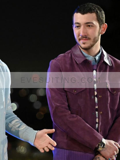 Frankie Jonas Tv Series Claim To Fame S01 Suede Leather Purple Jacket
