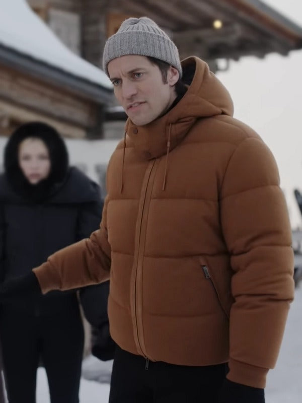 Gabriel Emily In Paris Season 4 Brown Puffer Jacket
