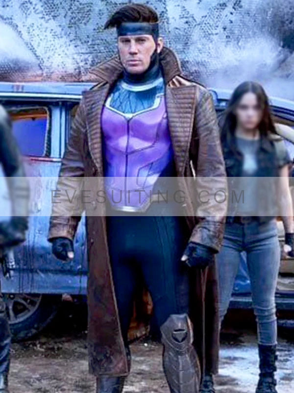 Gambit Movie Deadpool & Wolverine 2024 Channing Tatum Brown Leather Coat