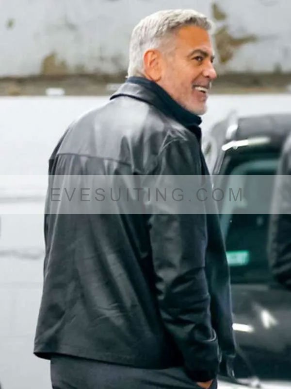 George Clooney Wolves 2024 Black Leather Jacket