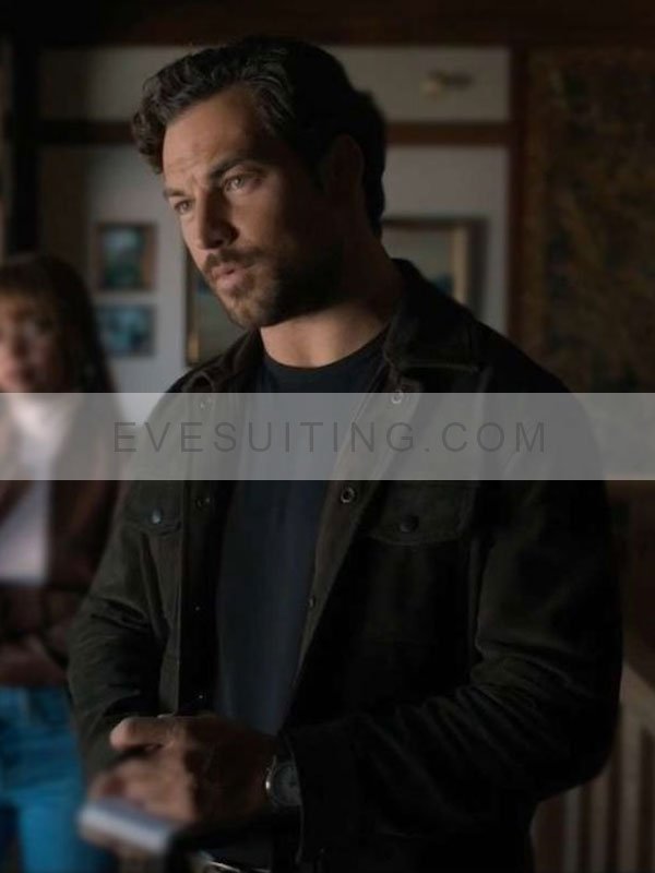 Giacomo Gianniotti Wild Cards 2024 Cole Ellis Brown Suede Leather Jacket