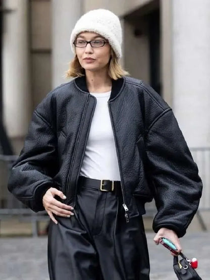 Gigi Hadid Black Bomber Jacket