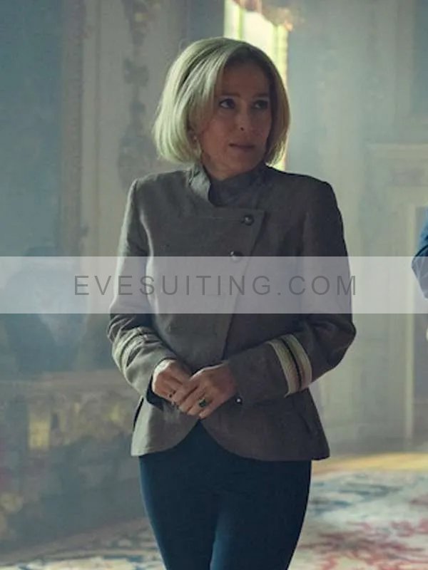 Gillian Anderson Scoop 2024 Grey Jacket