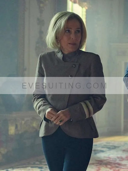 Gillian Anderson Scoop 2024 Grey Jacket