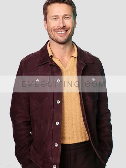 Glen Powell Suede Leather Jacket