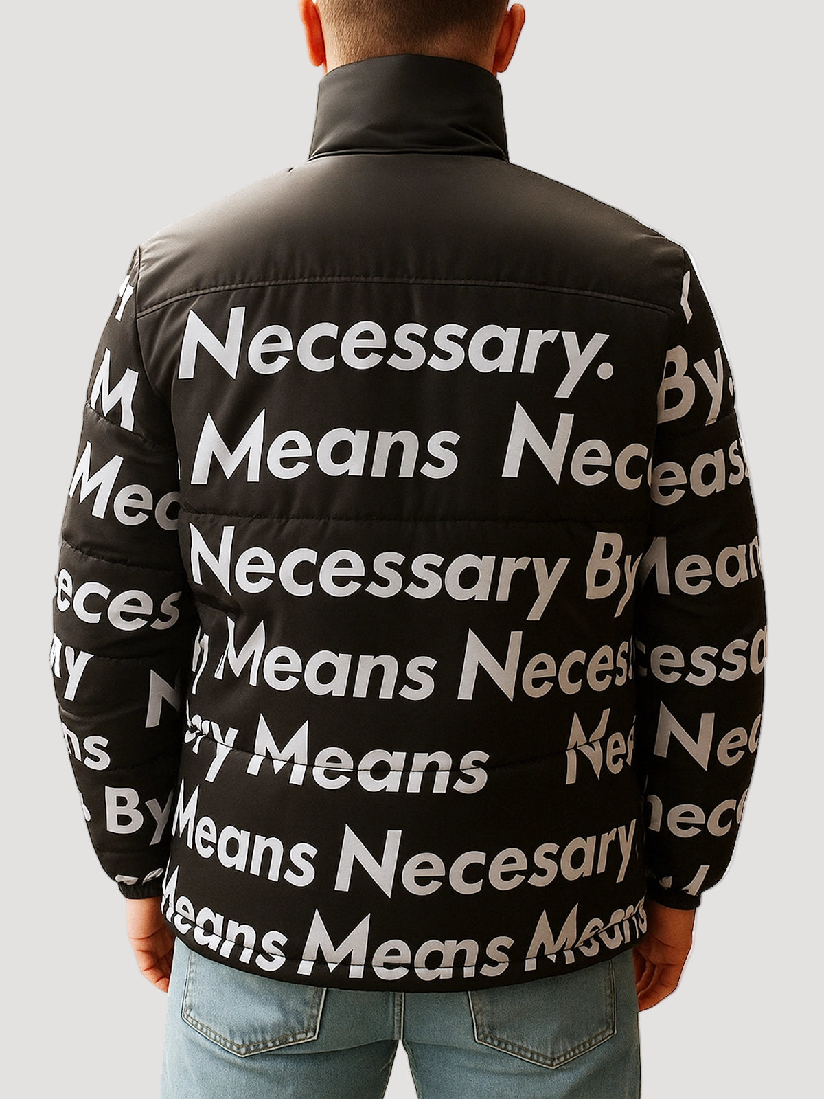 Goku Drip Dragon Ball Z puffer jacket with anime-inspired text print