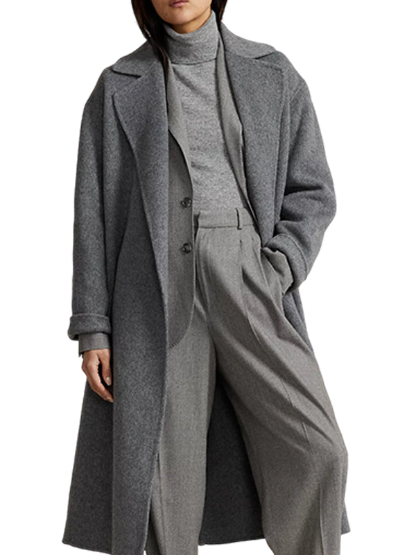 Grey Wool Wrap Coat For Women's