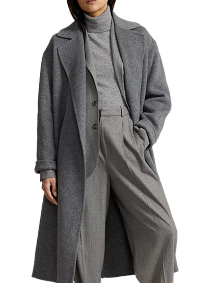 Grey Wool Wrap Coat For Women's