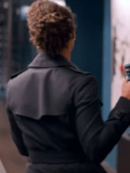 Gugu Mbatha-Raw Black Cotton Trench Coat