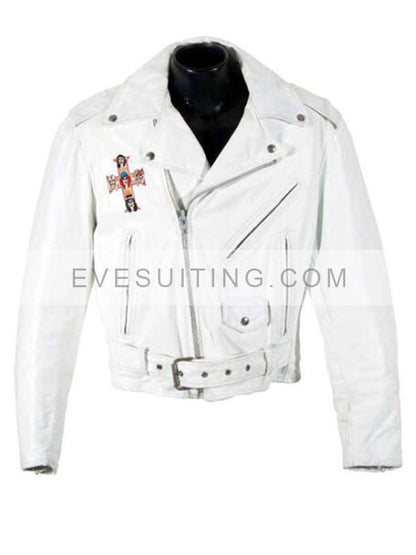 Guns N Roses Paradise City White Leather Moto Jacket