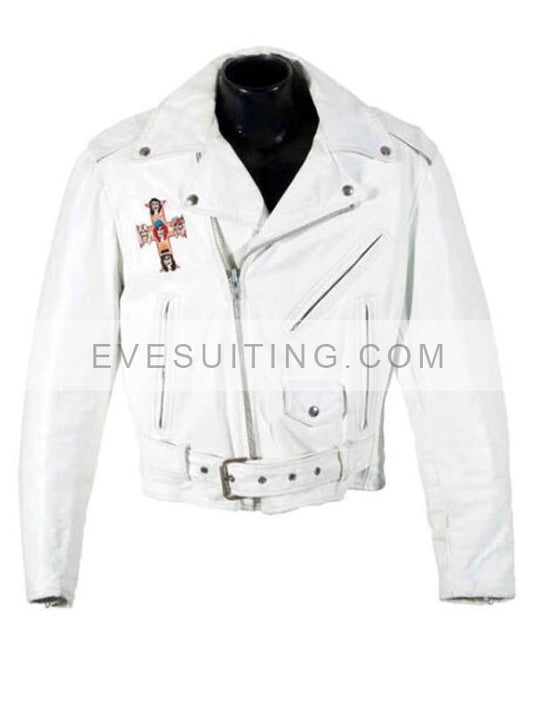 Guns N Roses Paradise City White Leather Moto Jacket