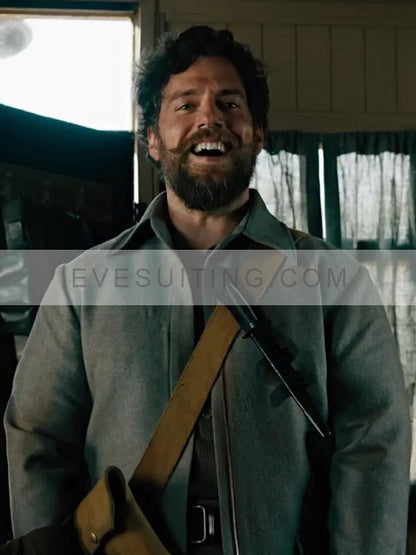 Gus March-Phillips Movie The Ministry of Ungentlemanly Warfare 2024 Henry Cavill Grey Jacket