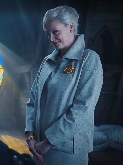 Gwendoline Christie Wednesday Larissa Weems Off-White Printed Jacket 