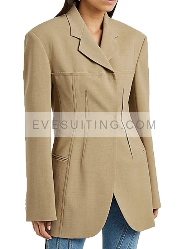 Hailey Bieber Live With Kelly And Ryan Beige Blazer