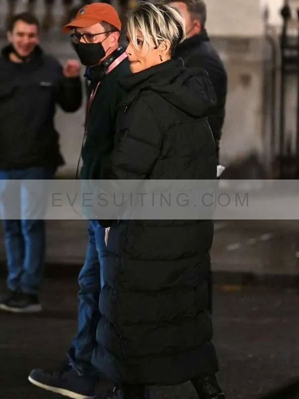 Halle Berry Movie The Union 2024 Roxanne Hall Black Puffer Hooded Coat