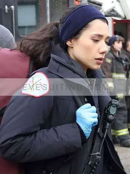 Hanako Greensmith Chicago Fire S12 2024 Violet Mikami Black Hooded Jacket