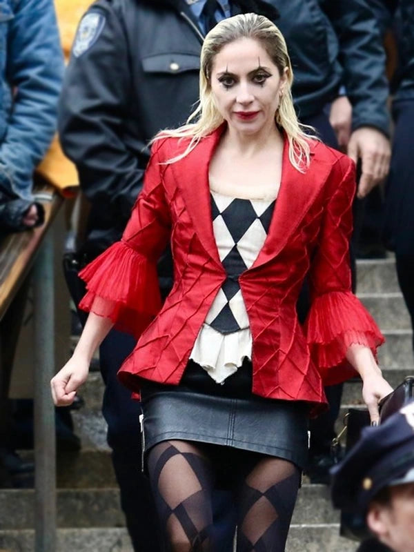 Harley Quinn Joker Folie à Deux 2024 Lady Gaga Red Frill Blazer