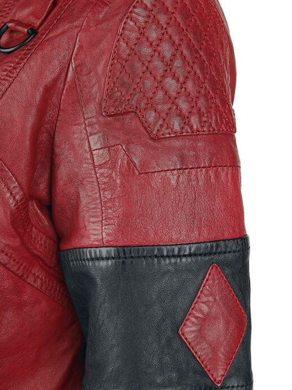Harley Quinn Red Leather Jacket