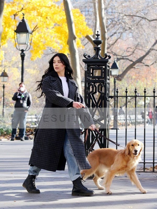 Hawkeye Hailee Steinfeld Long Wool Checked Coat