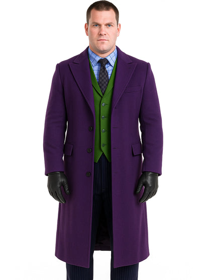 Heath Ledger Joker purple coat suit, wool material with tailored stitching.