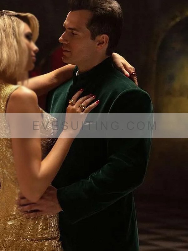Henry Cavill Movie Argylle 2024 Green Velvet Blazer