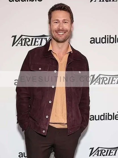 Hit Man 2024 Glen Powell Suede Leather Jacket