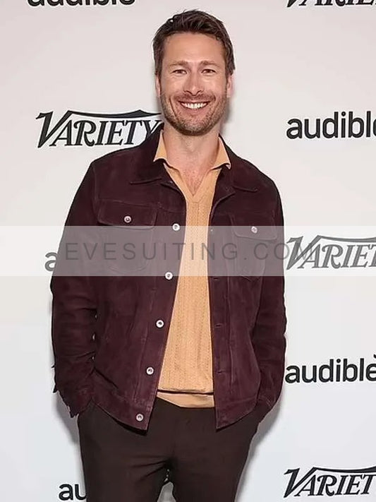 Hit Man 2024 Glen Powell Suede Leather Jacket