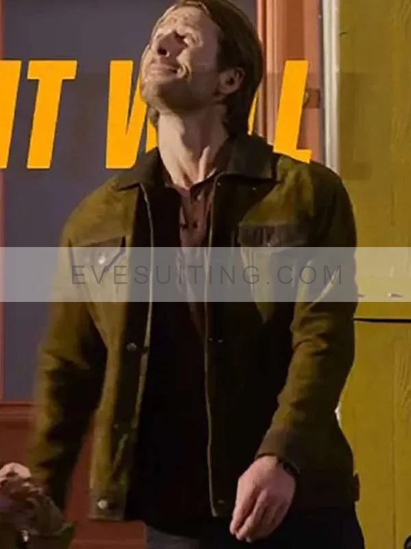 Hit Man 2024 Glen Powell Suede Trucker Jacket